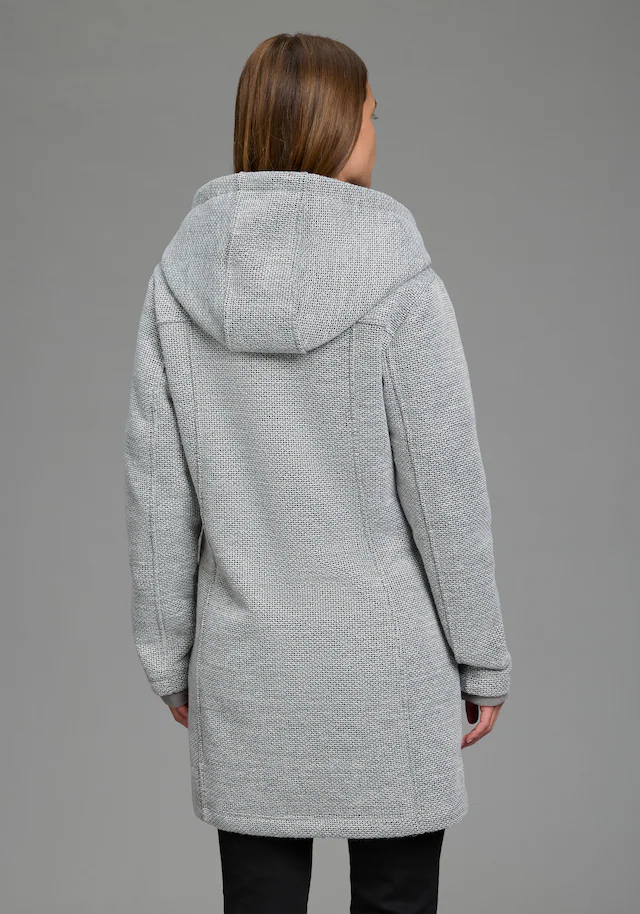 Polarino Strickmantel atmungsaktiv und wärmeisolierend. Strickoptik außen, Fleece innen.