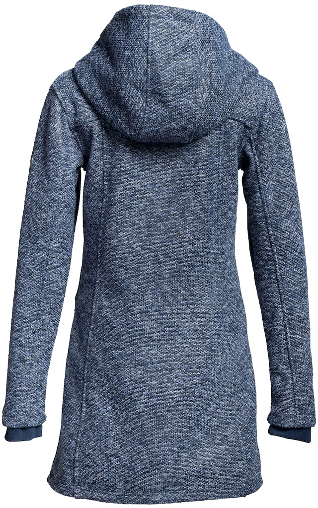 Polarino Strickmantel atmungsaktiv und wärmeisolierend. Strickoptik außen, Fleece innen.