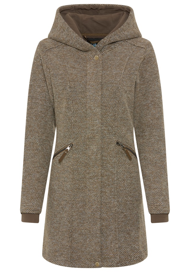 Polarino Strickmantel atmungsaktiv und wärmeisolierend. Strickoptik außen, Fleece innen.