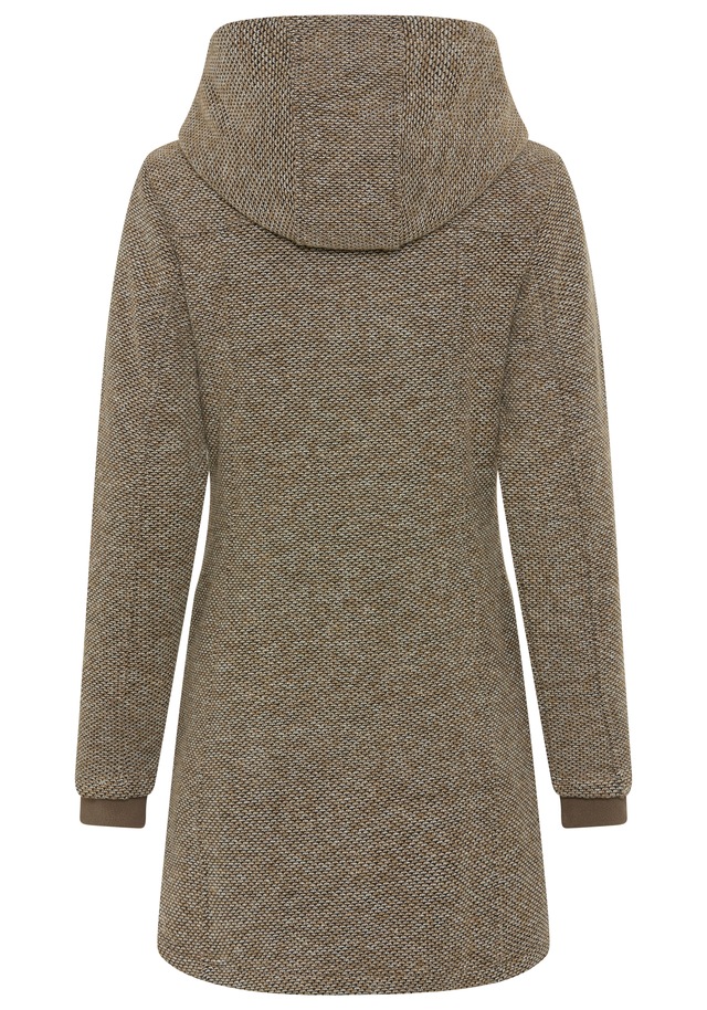 Polarino Strickmantel atmungsaktiv und wärmeisolierend. Strickoptik außen, Fleece innen.