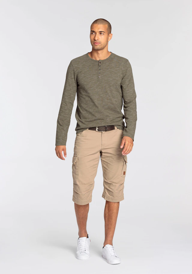 Bruno Banani Langarmshirt »mit exklusiver Melange-Optik« Henley-Shirt mit markanter Knopfleiste
