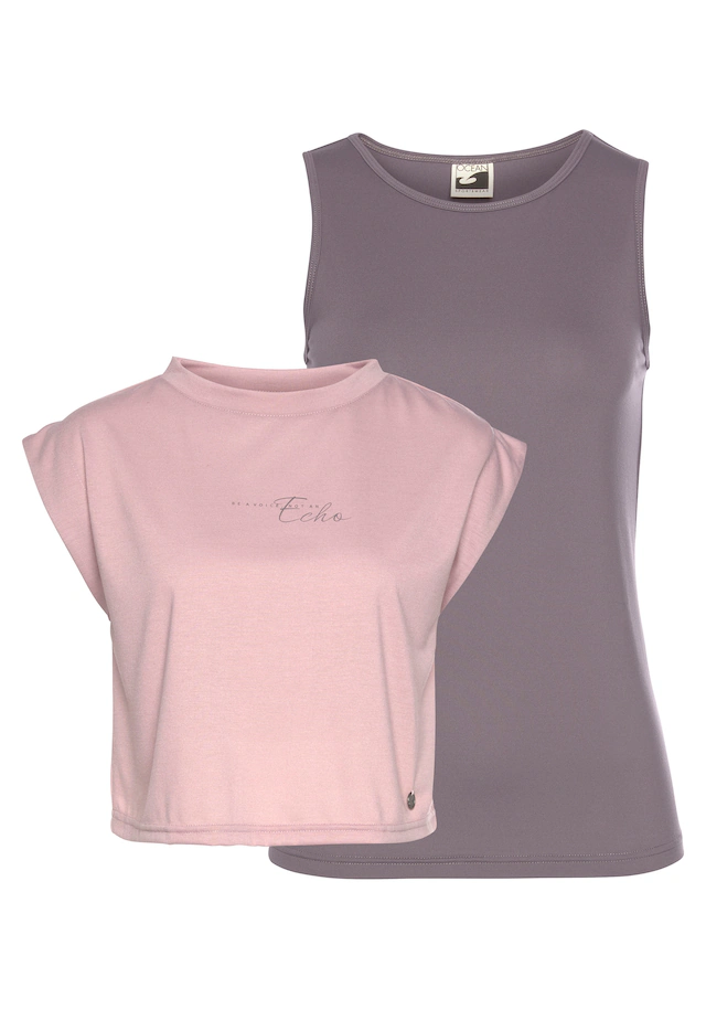 Ocean Sportswear Yoga & Relax Shirt »Soulwear - 2-tlg. Yoga Shirt & Top« Set, Kurzarm, sportlicher Stil, mit Print, Rundhalsausschnitt