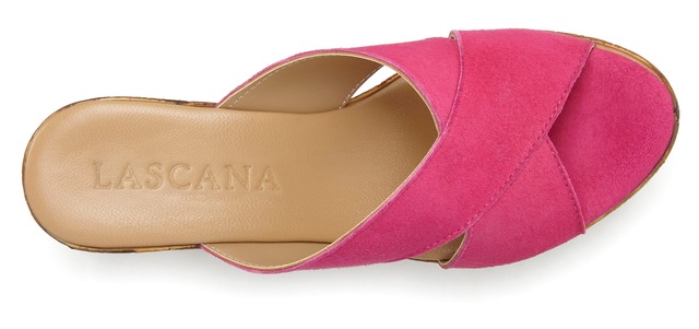 LASCANA Pantolette »Sommerschuh, offener Schuh, Sandalette, Mule,« aus Leder mit Blockabsatz in Kork-Optik
