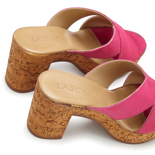 LASCANA Pantolette »Sommerschuh, offener Schuh, Sandalette, Mule,« aus Leder mit Blockabsatz in Kork-Optik