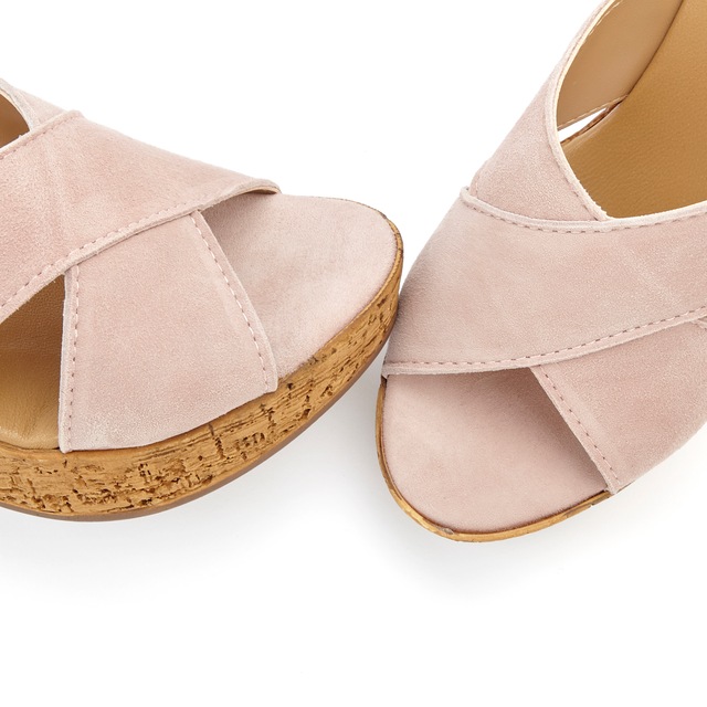 LASCANA Pantolette »Sommerschuh, offener Schuh, Sandalette, Mule,« aus Leder mit Blockabsatz in Kork-Optik