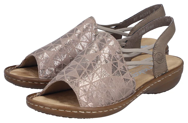 Rieker Sandale Sommerschuh, Sandalette, Keilabsatz, mit Gummizugbändern