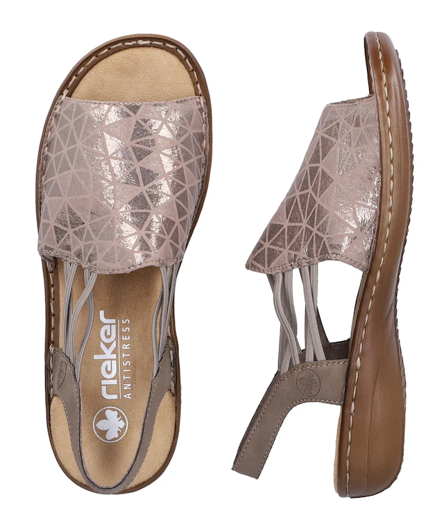 Rieker Sandale Sommerschuh, Sandalette, Keilabsatz, mit Gummizugbändern