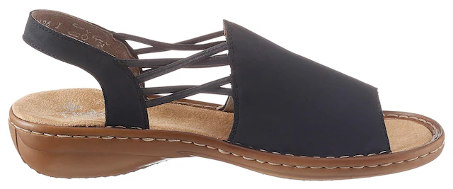 Rieker Sandale Sommerschuh, Sandalette, Keilabsatz, mit Gummizugbändern