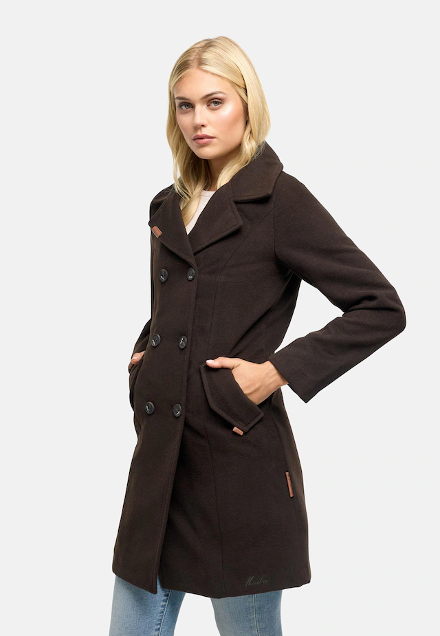 Marikoo Kurzmantel »Nanakoo« edler Damen Trenchcoat in Wollmantel-Optik