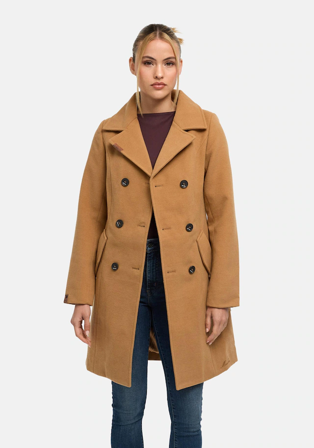 Marikoo Kurzmantel »Nanakoo« edler Damen Trenchcoat in Wollmantel-Optik