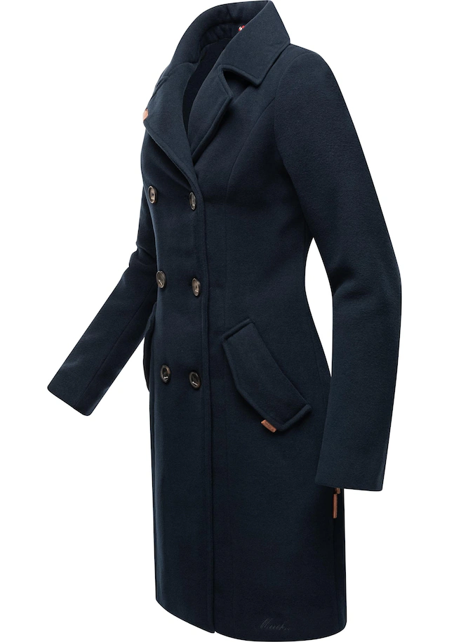 Marikoo Kurzmantel »Nanakoo« edler Damen Trenchcoat in Wollmantel-Optik