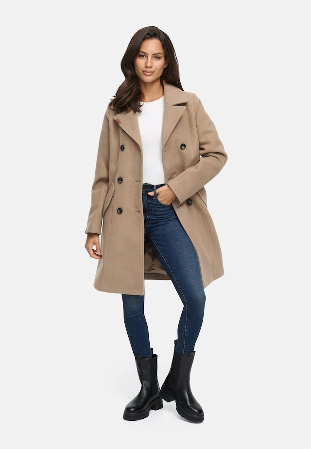 Marikoo Kurzmantel »Nanakoo« edler Damen Trenchcoat in Wollmantel-Optik