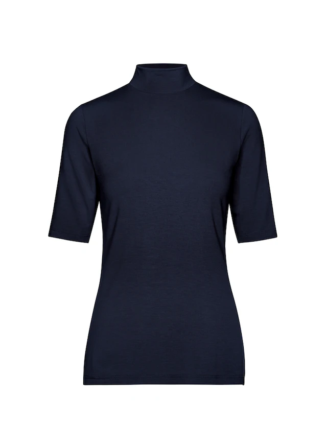 Trigema T-Shirt »TRIGEMA T-Shirt mit elastischem Stehkragen« 1 Stk.