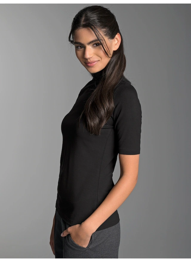 Trigema T-Shirt »TRIGEMA T-Shirt mit elastischem Stehkragen« 1 Stk.