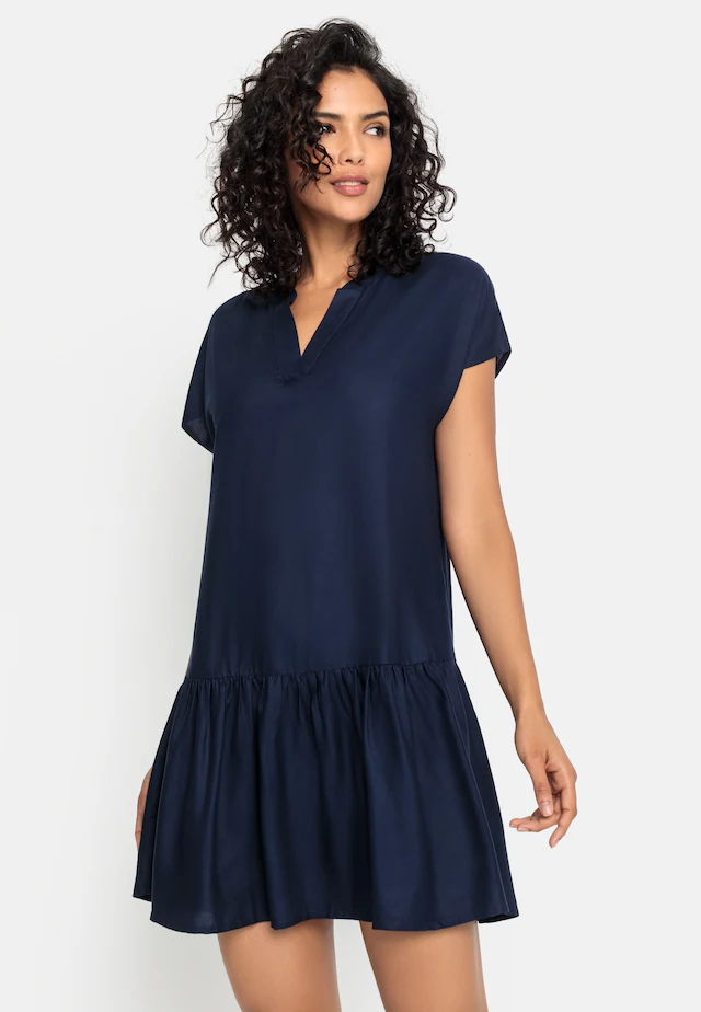 s.Oliver Blusenkleid »mit Volant am Rock« Ohne Taschen luftiges Tunikakleid, Sommerkleid,leichtes Strandkleid,Cover-up, Basic
