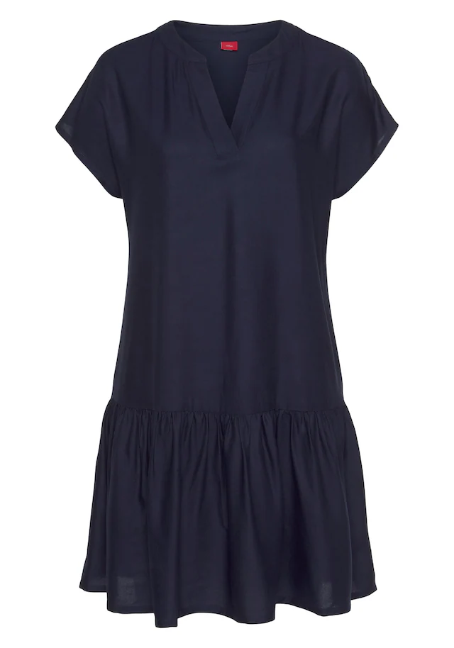 s.Oliver Blusenkleid »mit Volant am Rock« Ohne Taschen luftiges Tunikakleid, Sommerkleid,leichtes Strandkleid,Cover-up, Basic