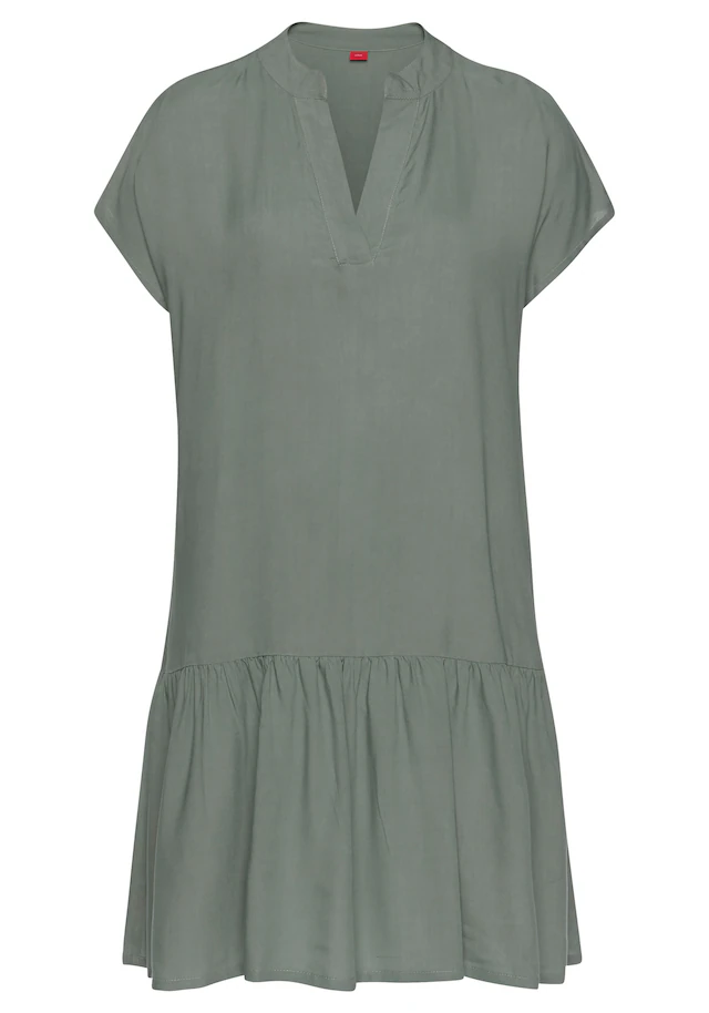 s.Oliver Blusenkleid »mit Volant am Rock« Ohne Taschen luftiges Tunikakleid, Sommerkleid,leichtes Strandkleid,Cover-up, Basic