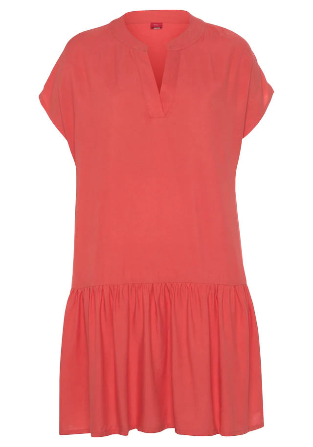 s.Oliver Blusenkleid »mit Volant am Rock« Ohne Taschen luftiges Tunikakleid, Sommerkleid,leichtes Strandkleid,Cover-up, Basic