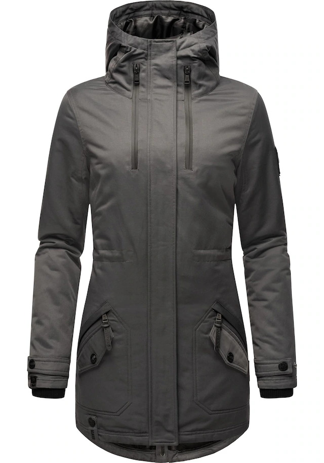 Navahoo Wintermantel »Avrille II« sportlicher Damen Winter Kurzmantel mit großer Kapuze