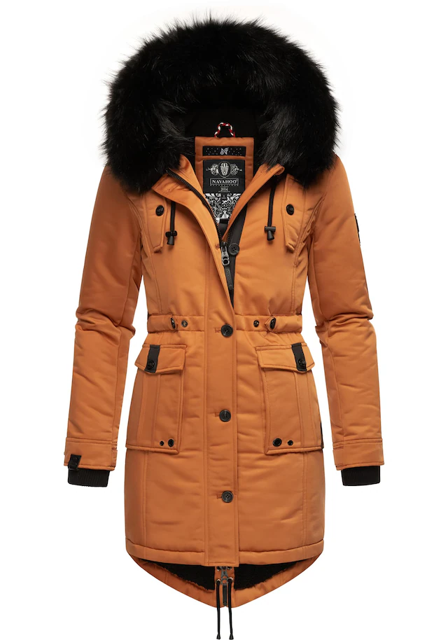 Navahoo Wintermantel »Luluna Prc« edler Parka mit großer Kunstfellkapuze