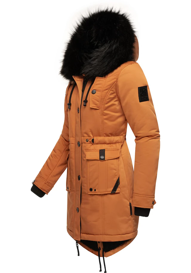 Navahoo Wintermantel »Luluna Prc« edler Parka mit großer Kunstfellkapuze