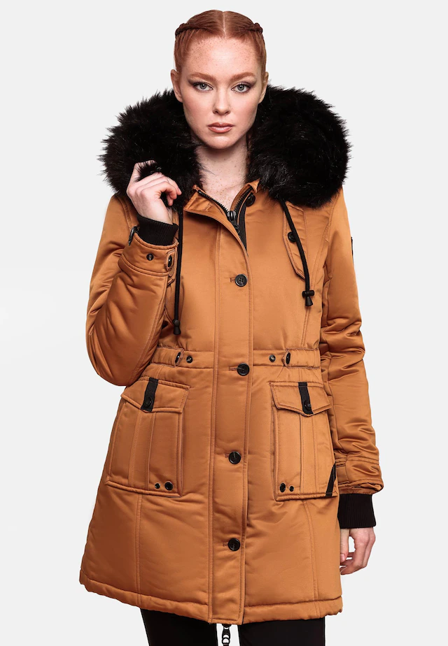 Navahoo Wintermantel »Luluna Prc« edler Parka mit großer Kunstfellkapuze