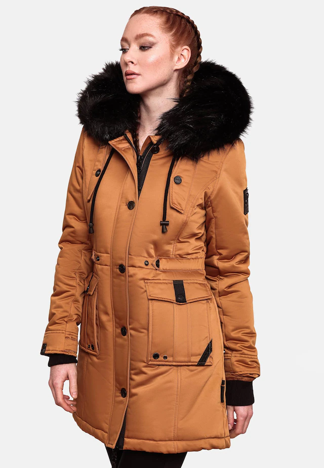 Navahoo Wintermantel »Luluna Prc« edler Parka mit großer Kunstfellkapuze