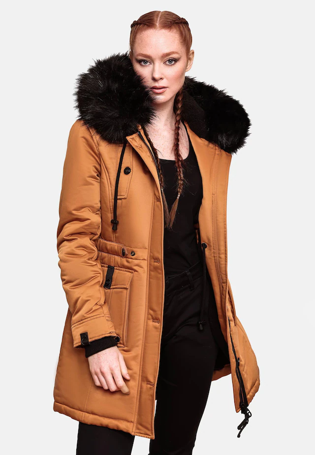 Navahoo Wintermantel »Luluna Prc« edler Parka mit großer Kunstfellkapuze