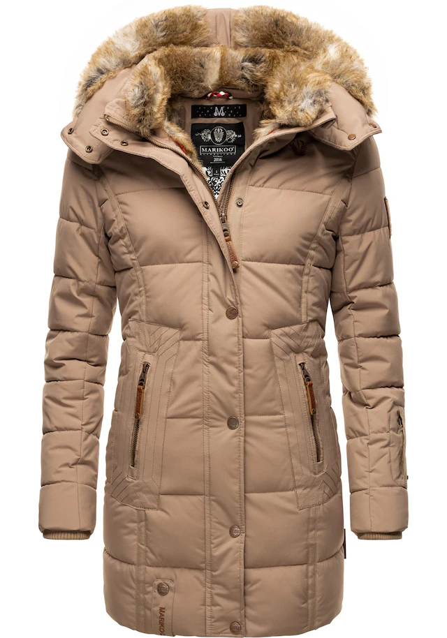 Marikoo Wintermantel »Lieblings Jacke« stylischer Winter Steppmantel m. Kunstpelz-Kapuze