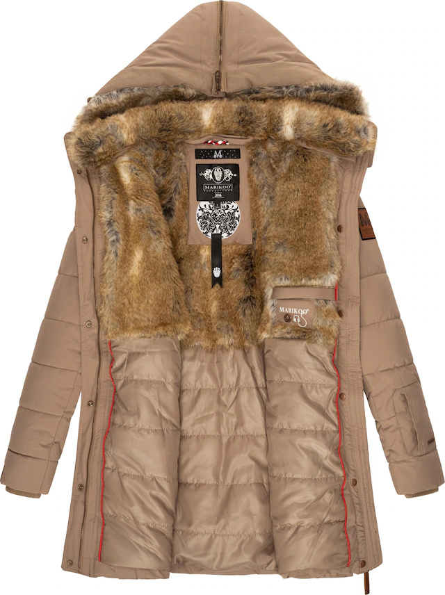 Marikoo Wintermantel »Lieblings Jacke« stylischer Winter Steppmantel m. Kunstpelz-Kapuze