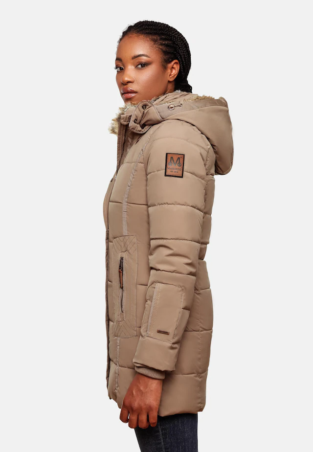 Marikoo Wintermantel »Lieblings Jacke« stylischer Winter Steppmantel m. Kunstpelz-Kapuze