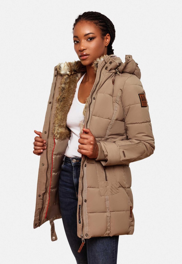Marikoo Wintermantel »Lieblings Jacke« stylischer Winter Steppmantel m. Kunstpelz-Kapuze