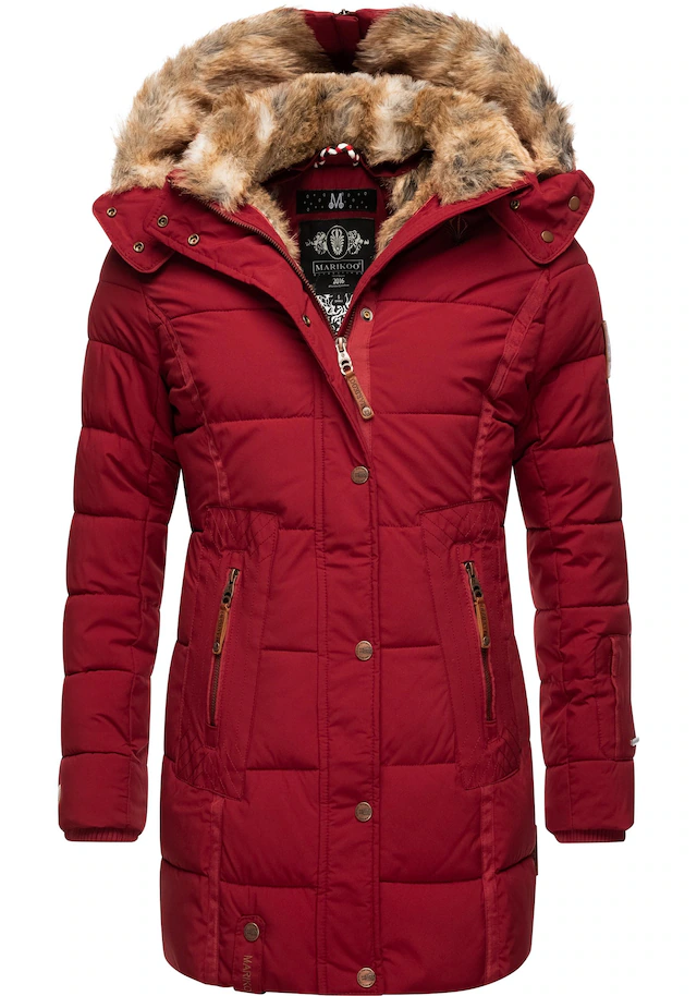 Marikoo Wintermantel »Lieblings Jacke« stylischer Winter Steppmantel m. Kunstpelz-Kapuze