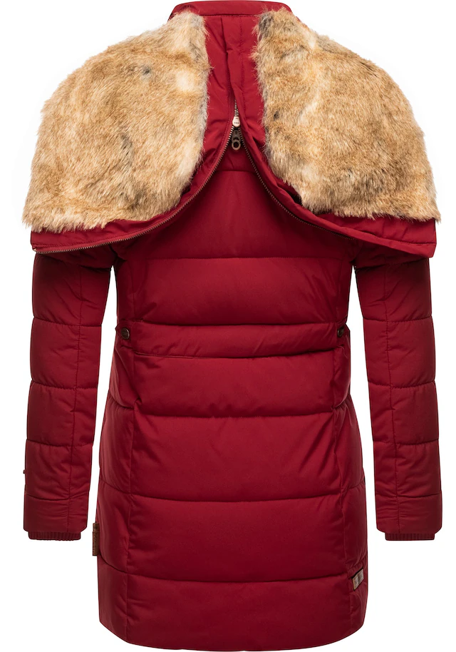 Marikoo Wintermantel »Lieblings Jacke« stylischer Winter Steppmantel m. Kunstpelz-Kapuze