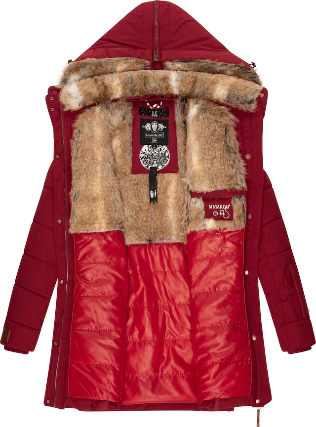 Marikoo Wintermantel »Lieblings Jacke« stylischer Winter Steppmantel m. Kunstpelz-Kapuze