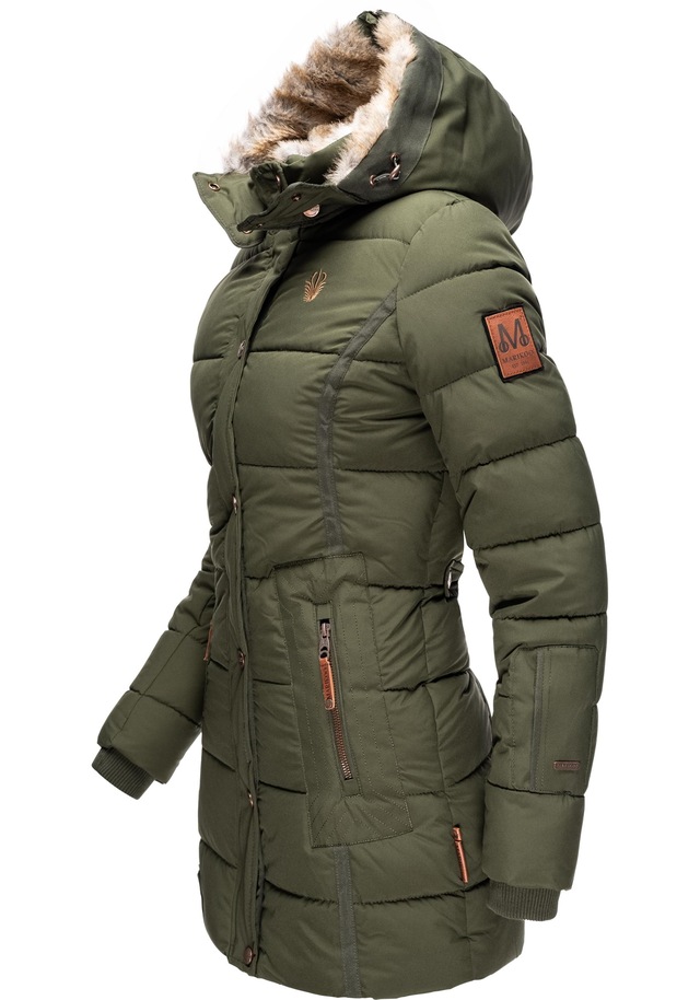 Marikoo Wintermantel »Lieblings Jacke« stylischer Winter Steppmantel m. Kunstpelz-Kapuze