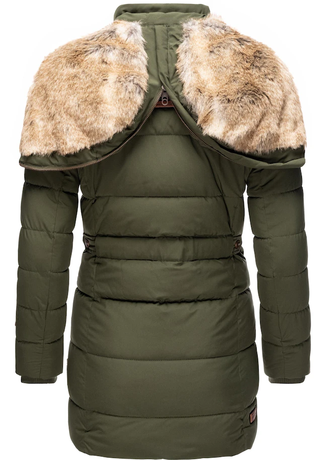 Marikoo Wintermantel »Lieblings Jacke« stylischer Winter Steppmantel m. Kunstpelz-Kapuze