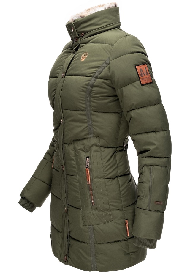 Marikoo Wintermantel »Lieblings Jacke« stylischer Winter Steppmantel m. Kunstpelz-Kapuze