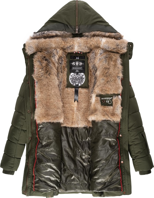 Marikoo Wintermantel »Lieblings Jacke« stylischer Winter Steppmantel m. Kunstpelz-Kapuze