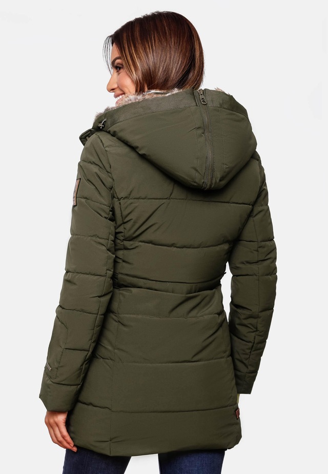 Marikoo Wintermantel »Lieblings Jacke« stylischer Winter Steppmantel m. Kunstpelz-Kapuze