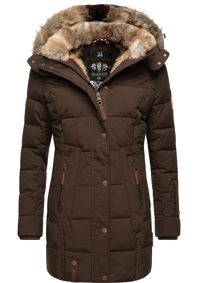 Marikoo Wintermantel »Lieblings Jacke« stylischer Winter Steppmantel m. Kunstpelz-Kapuze