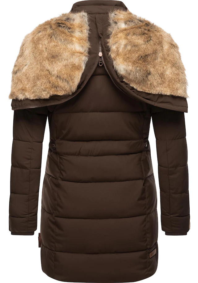 Marikoo Wintermantel »Lieblings Jacke« stylischer Winter Steppmantel m. Kunstpelz-Kapuze