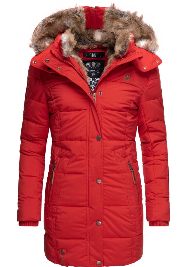 Marikoo Wintermantel »Lieblings Jacke« stylischer Winter Steppmantel m. Kunstpelz-Kapuze