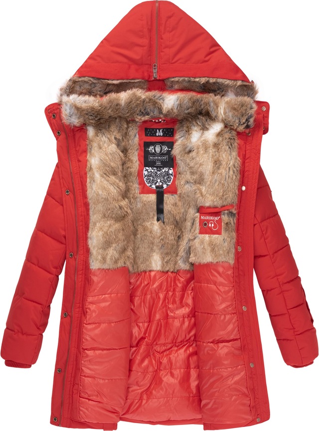 Marikoo Wintermantel »Lieblings Jacke« stylischer Winter Steppmantel m. Kunstpelz-Kapuze