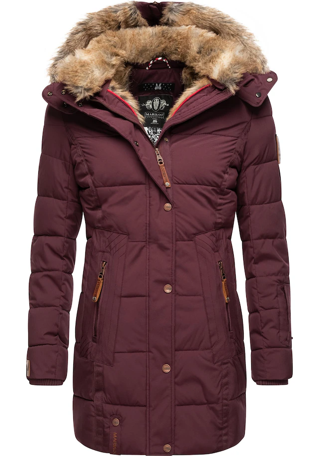 Marikoo Wintermantel »Lieblings Jacke« stylischer Winter Steppmantel m. Kunstpelz-Kapuze