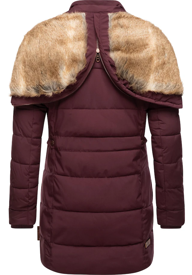 Marikoo Wintermantel »Lieblings Jacke« stylischer Winter Steppmantel m. Kunstpelz-Kapuze