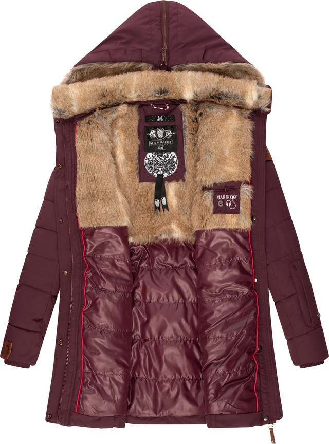 Marikoo Wintermantel »Lieblings Jacke« stylischer Winter Steppmantel m. Kunstpelz-Kapuze