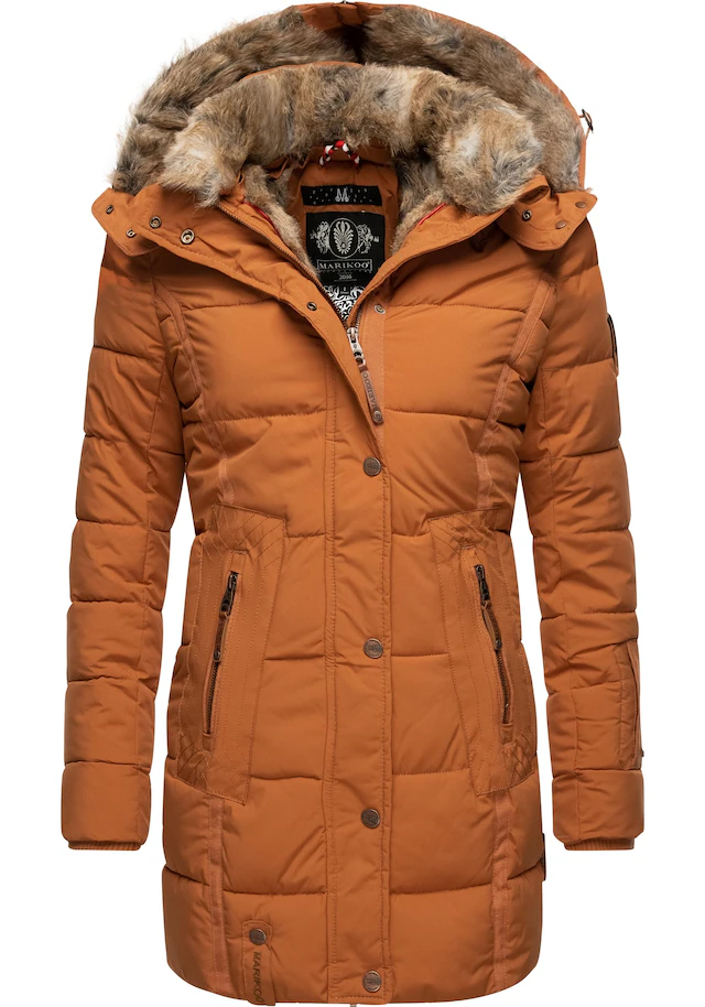 Marikoo Wintermantel »Lieblings Jacke« stylischer Winter Steppmantel m. Kunstpelz-Kapuze