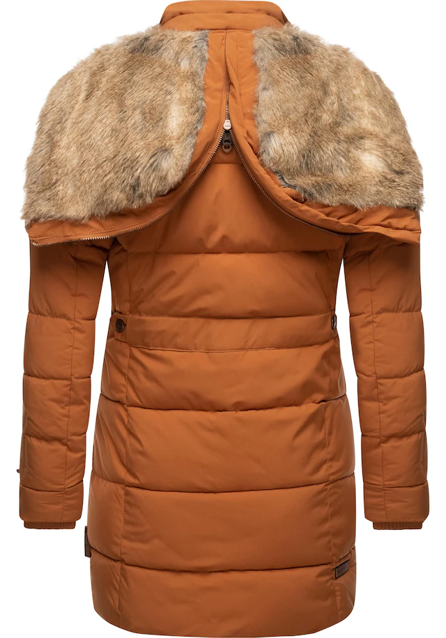 Marikoo Wintermantel »Lieblings Jacke« stylischer Winter Steppmantel m. Kunstpelz-Kapuze