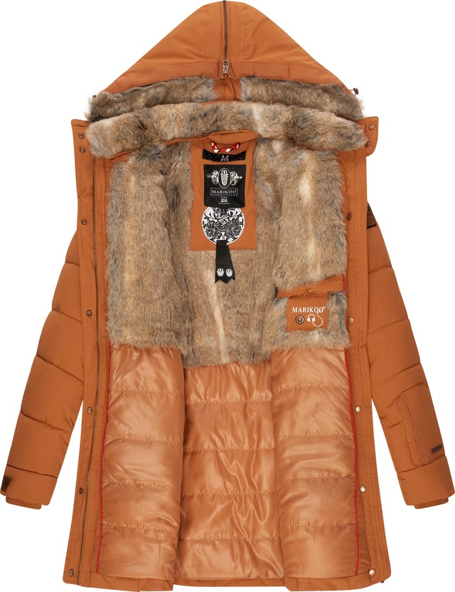 Marikoo Wintermantel »Lieblings Jacke« stylischer Winter Steppmantel m. Kunstpelz-Kapuze